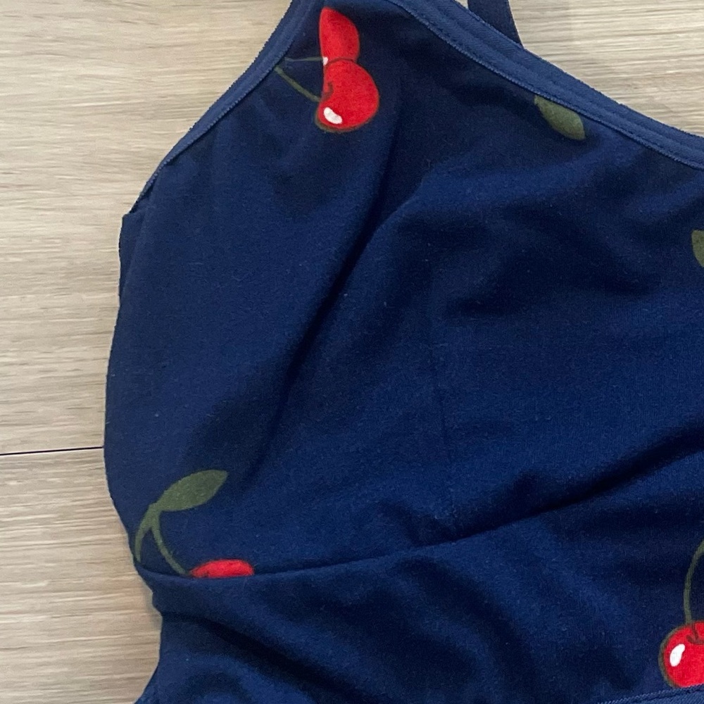 Cameo blue with red cherries novelty bralette small - Picture 5 of 8